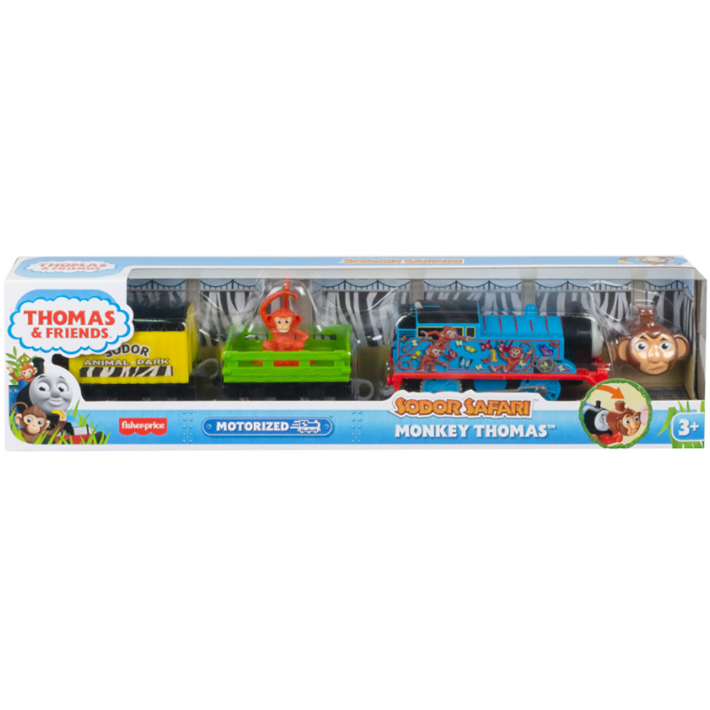 Locomotiva motorizata Thomas and Friends, Safari cu animalute, Monkey Thomas