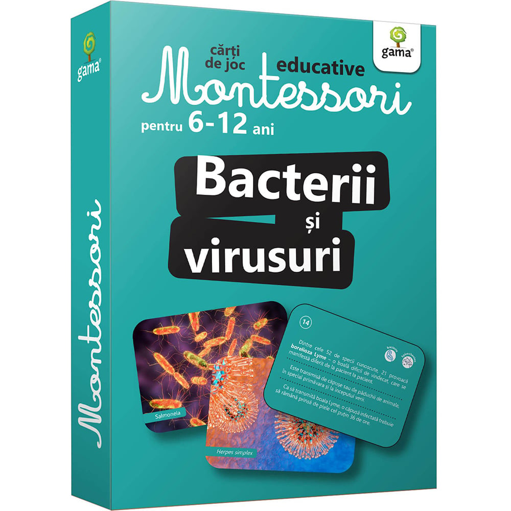 Carti de joc educative Montessori, Bacterii si virusuri 6-12 ani 6-12 imagine 2022 protejamcopilaria.ro