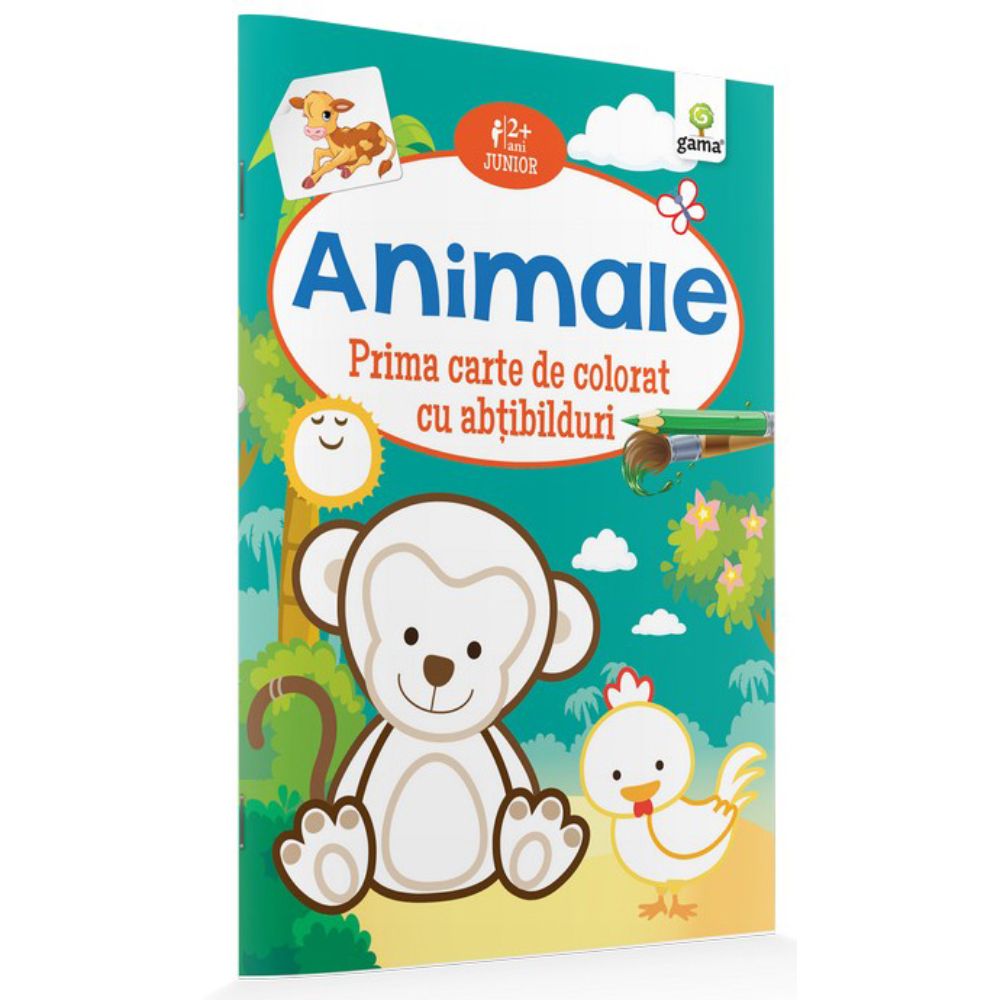 Animale, carte de colorat cu abtibilduri, junior 15