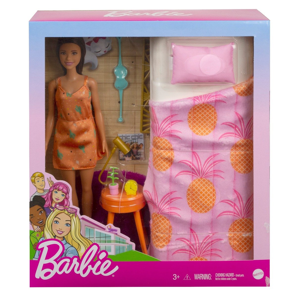 Set papusa Barbie si accesorii pentru dormitor, GRG86 Barbie imagine 2022