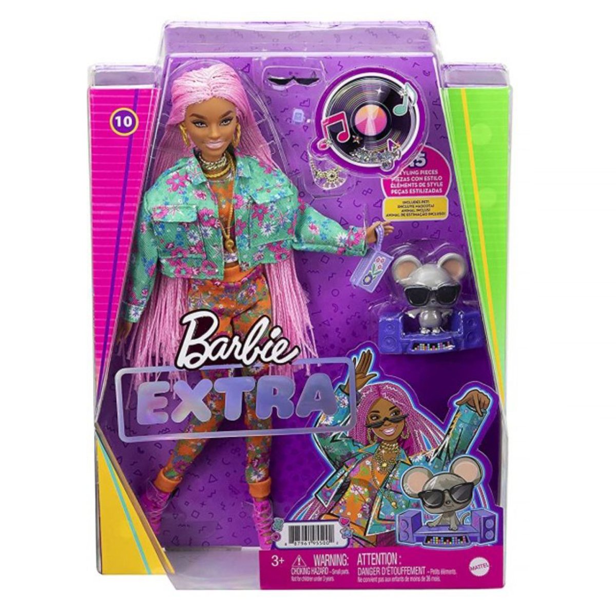 Papusa Barbie Extra Style, Pink Braids Barbie