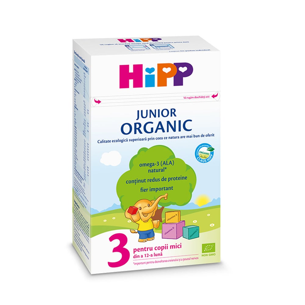 Lapte de crestere Junior Organic Hipp 3, 500 g, 12 luni+ 500 imagine 2022 protejamcopilaria.ro