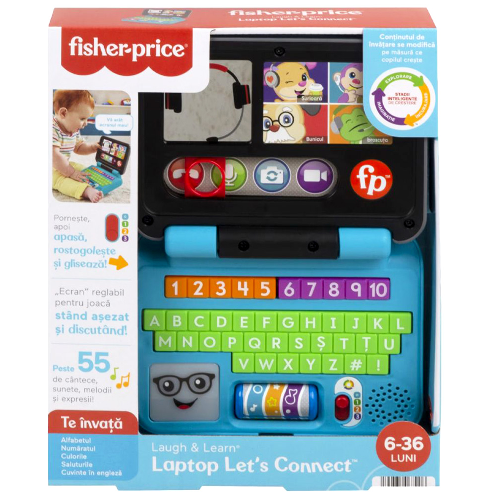 Jucarie pentru bebelusi, Laugh And Learn, Laptop interactiv, in limba Romana Fisher Price imagine noua responsabilitatesociala.ro