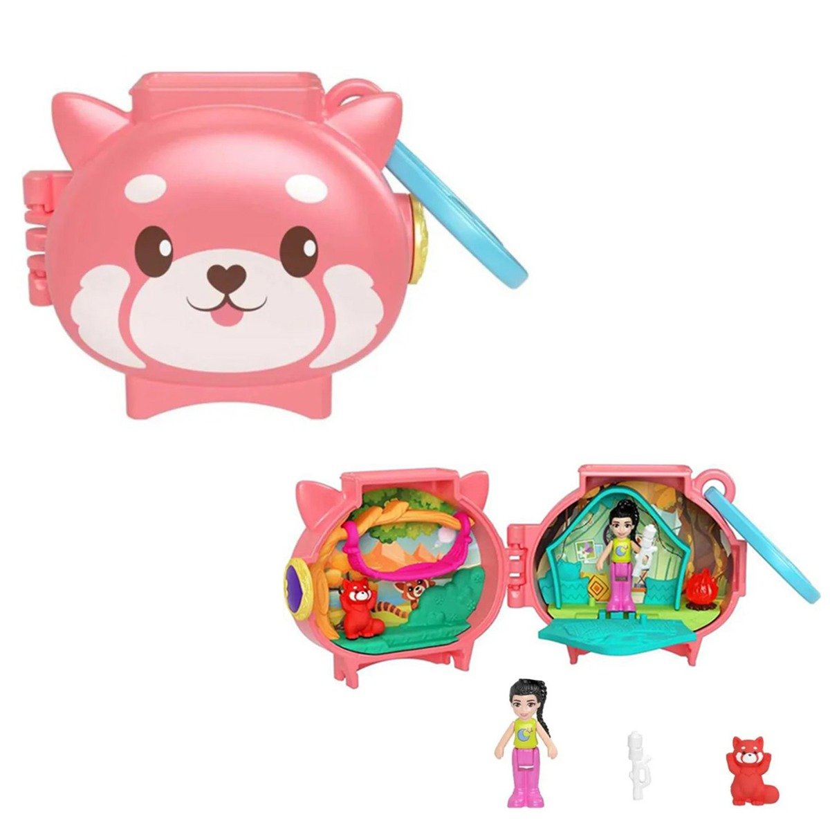 Mini gentuta in forma de animalut cu accesorii, Polly Pocket, Red Panda, HKV49