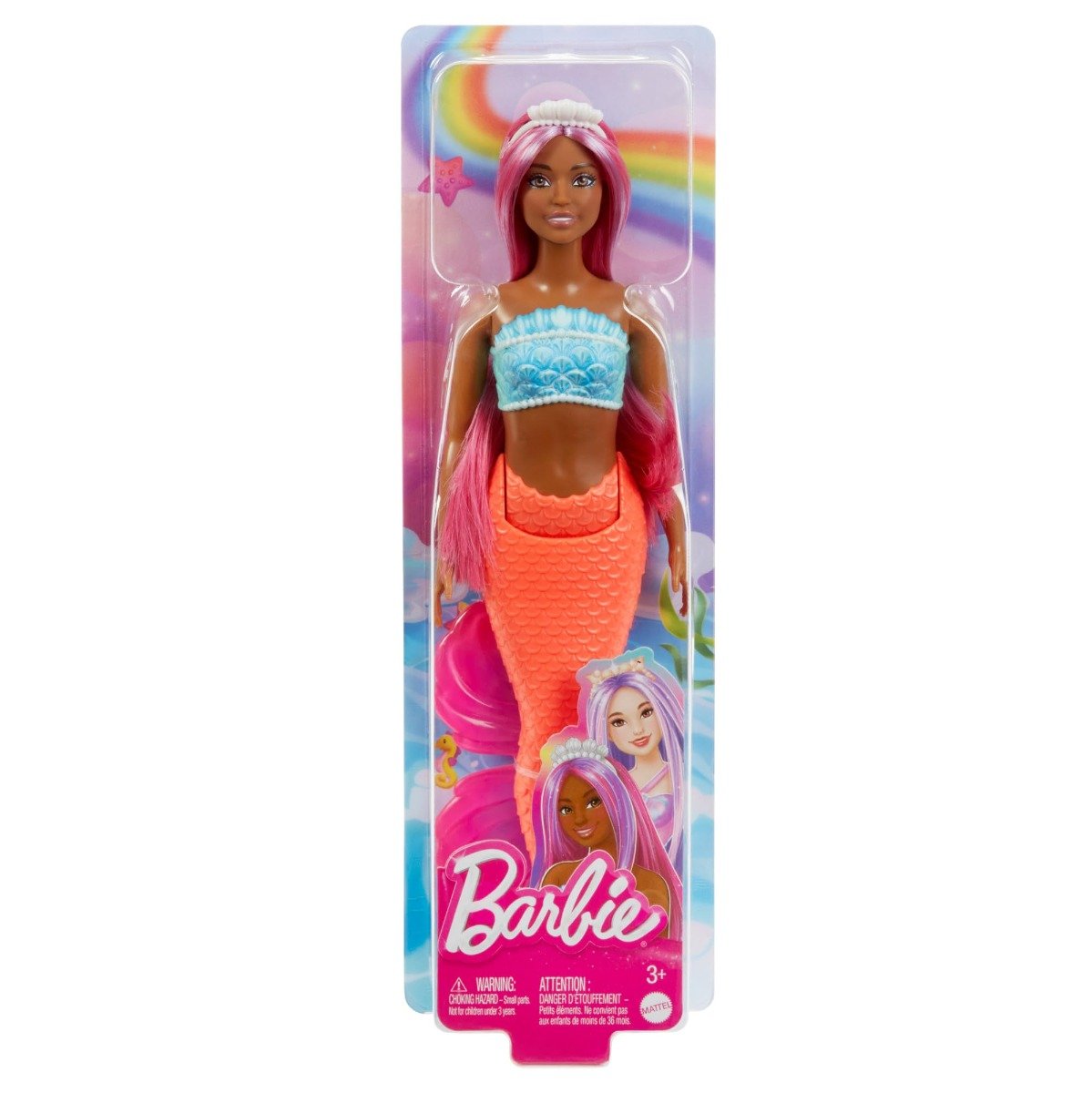 Papusa sirena cu accesorii, Barbie, Rosu, HRR04