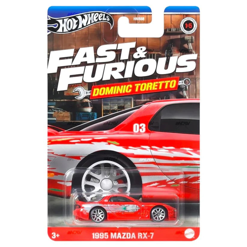 Masinuta Fast and Furious, Hot Wheels, Dominic Toretto, 1995 Mazda RX-7, HRW46