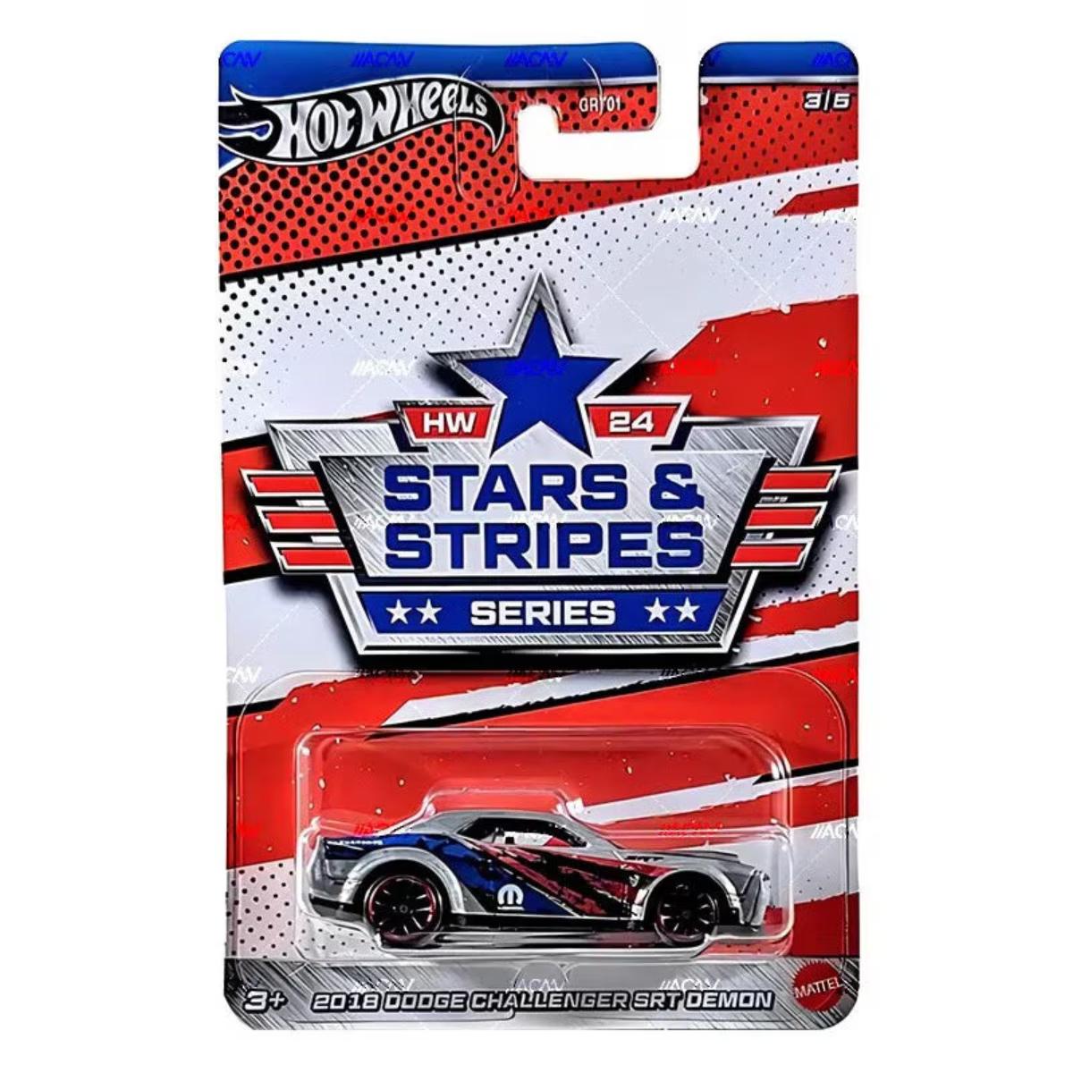 Masinuta metalica, Hot Wheels, Stars Stripes, 2018 Dodge Challenger SRT Demon, HRW64