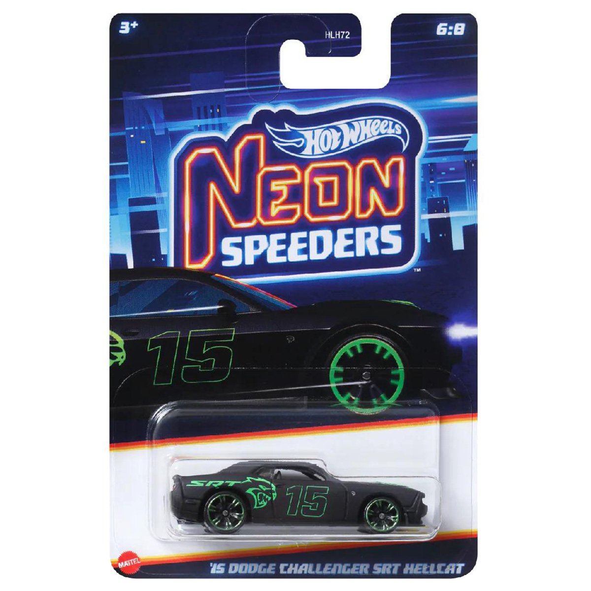 Masinuta metalica, Hot Wheels, Neon Speeders, 2015 Dodge Challenger SRT Hellcat, HRW80