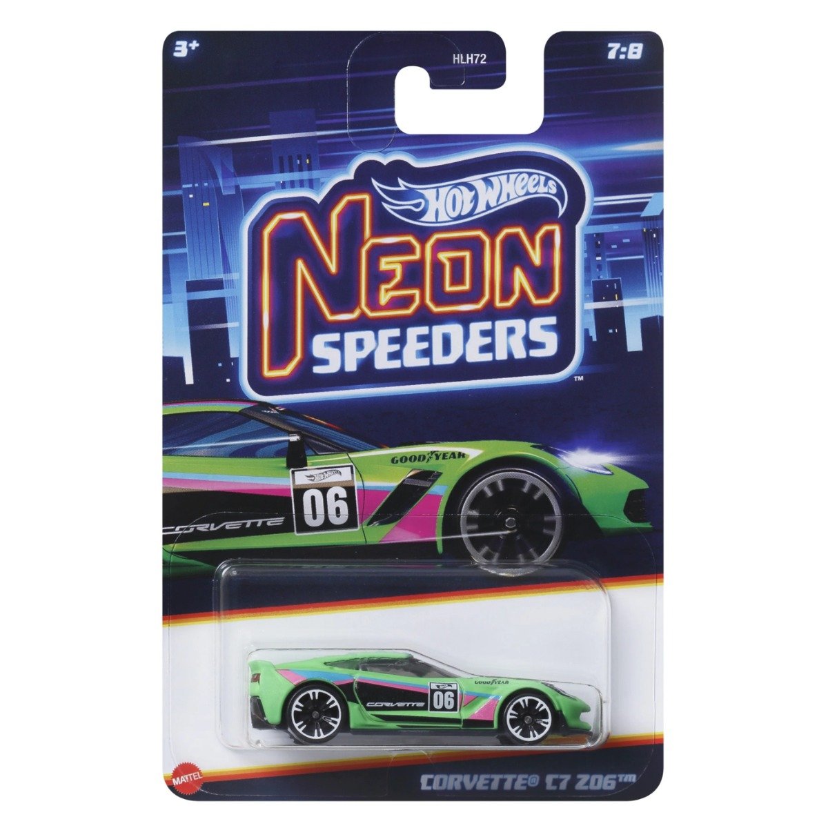 Masinuta metalica, Hot Wheels, Neon Speeders, Corvette C7 Z06, HRW81