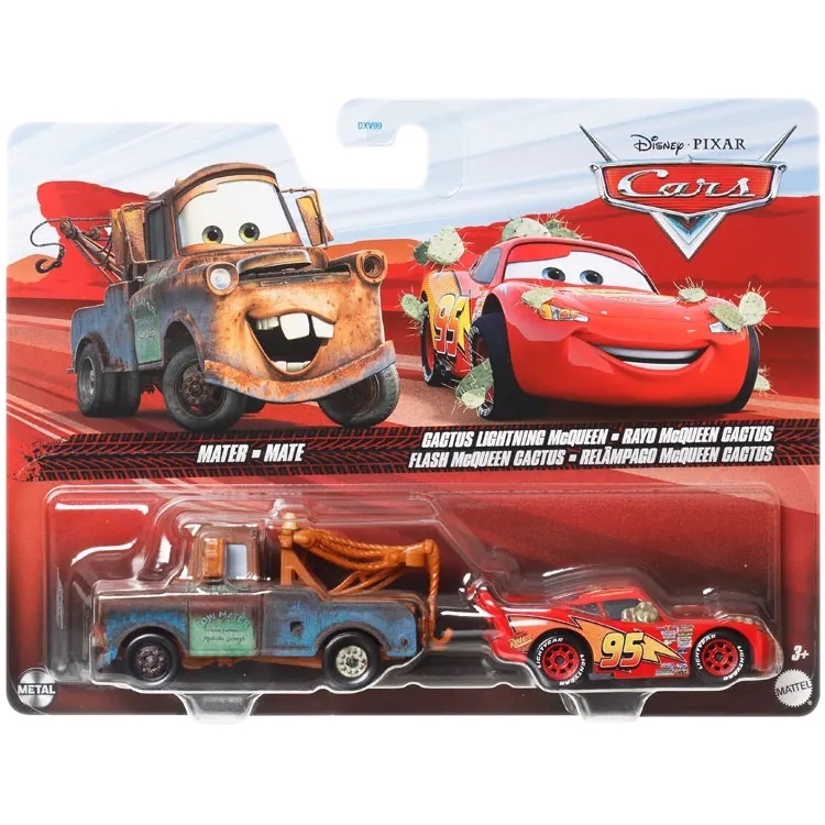 Set masinute Disney Cars 3, Mater si Cactus Lightning McQueen, 1:55, HTX10