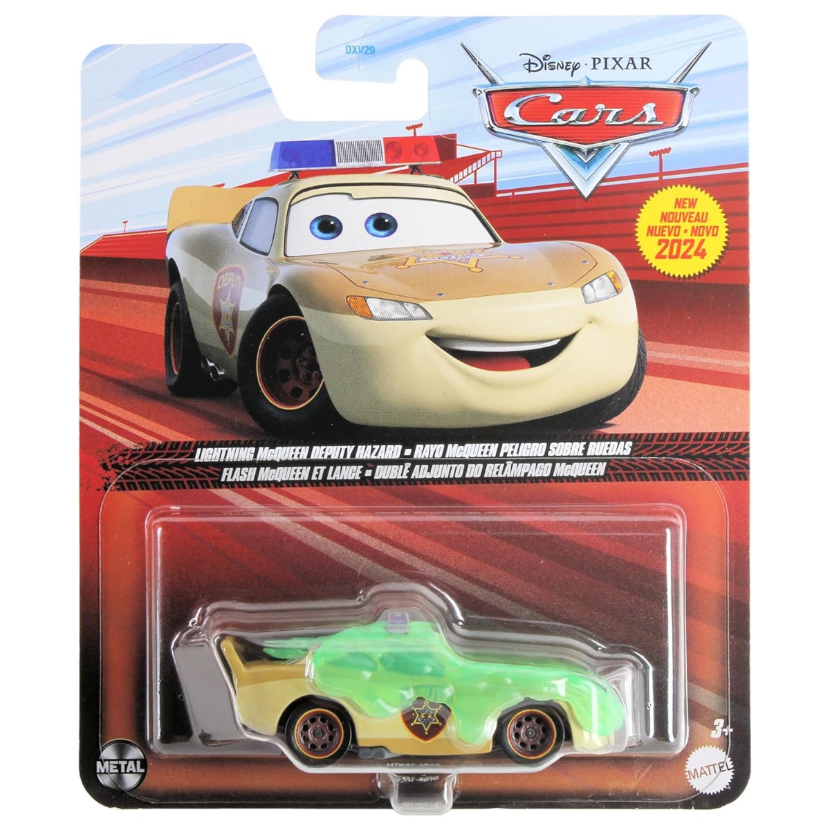 Masinuta din metal, Disney Cars, Lightning McQueen Deputy Hazard cu Slime, HTX87