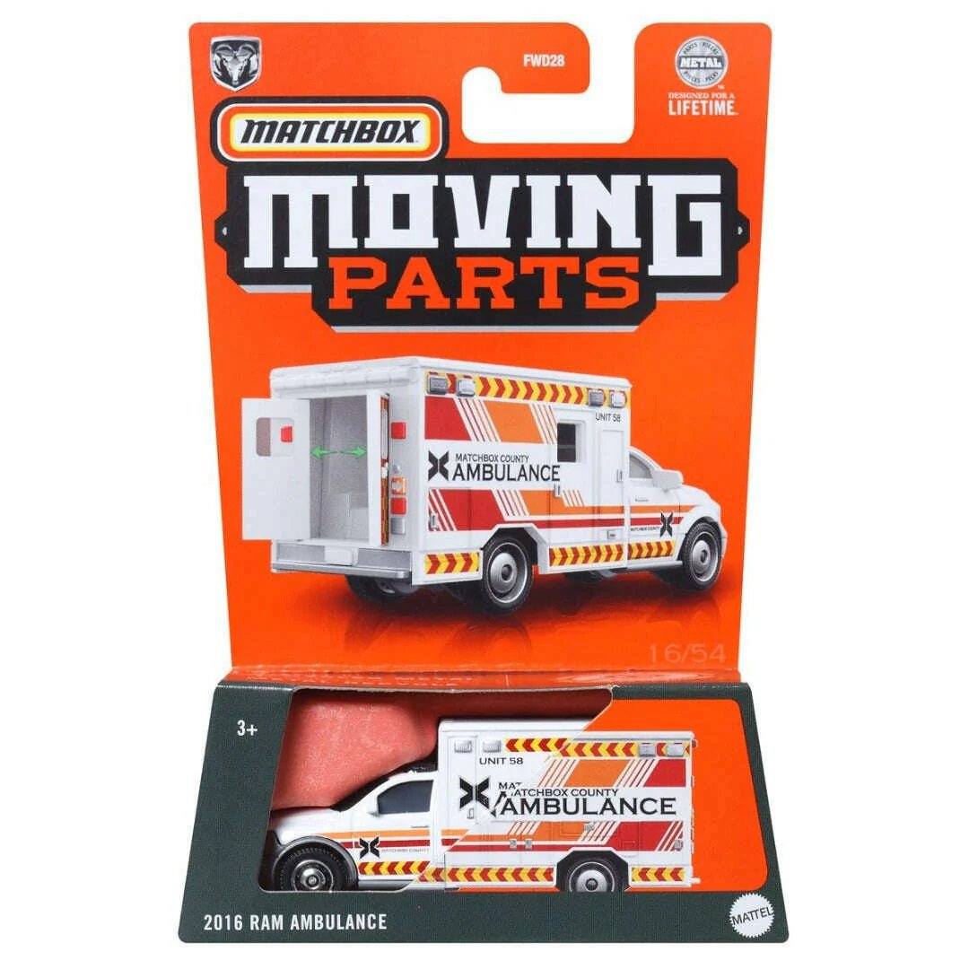 Masinuta Matchbox, Moving Parts, 2016 Ram Ambulance, HVN01