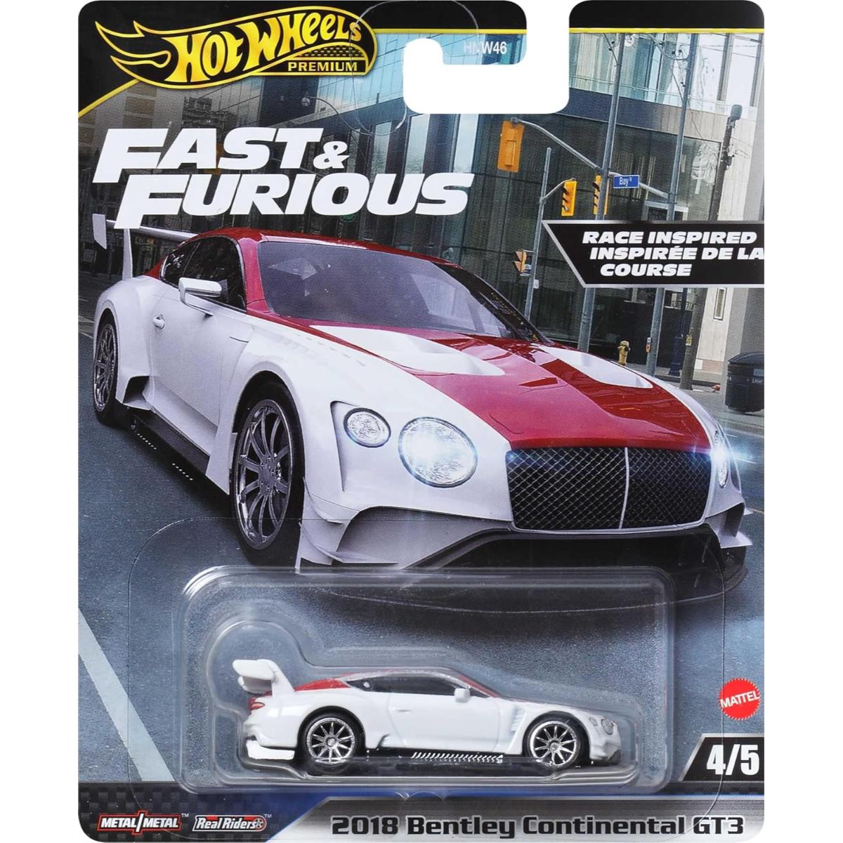 Masinuta din metal, Hot Wheels, Fast and Furious, 2018 Bentley Continental GT3, HVR63