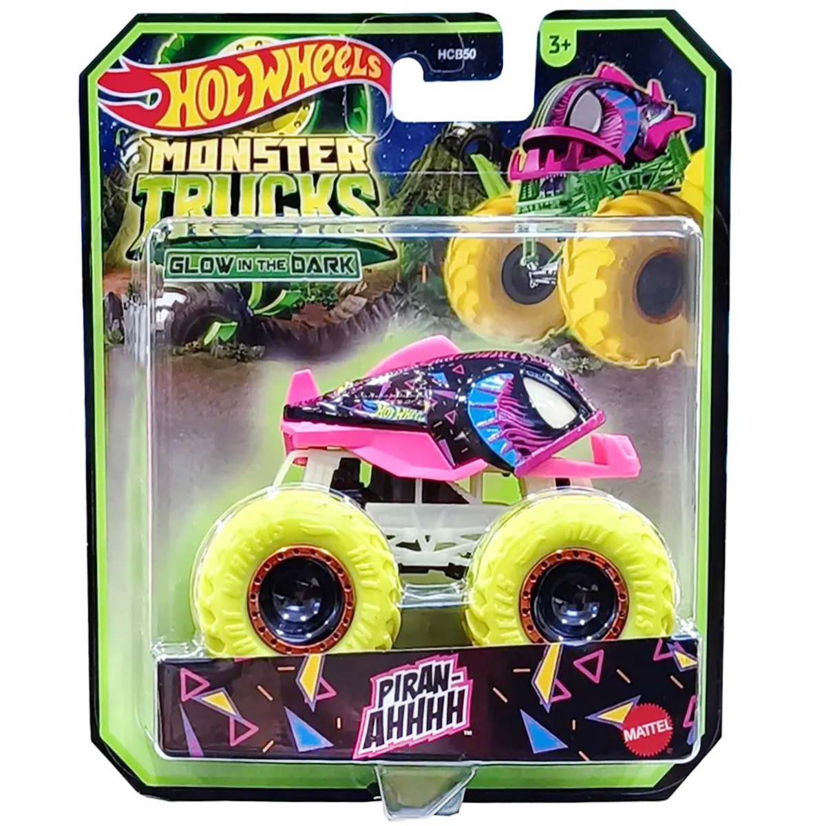 Masinuta Monster Trucks, Hot Wheels, Glow in the Dark, 1:64, Piran-Ahhhh, HWC85