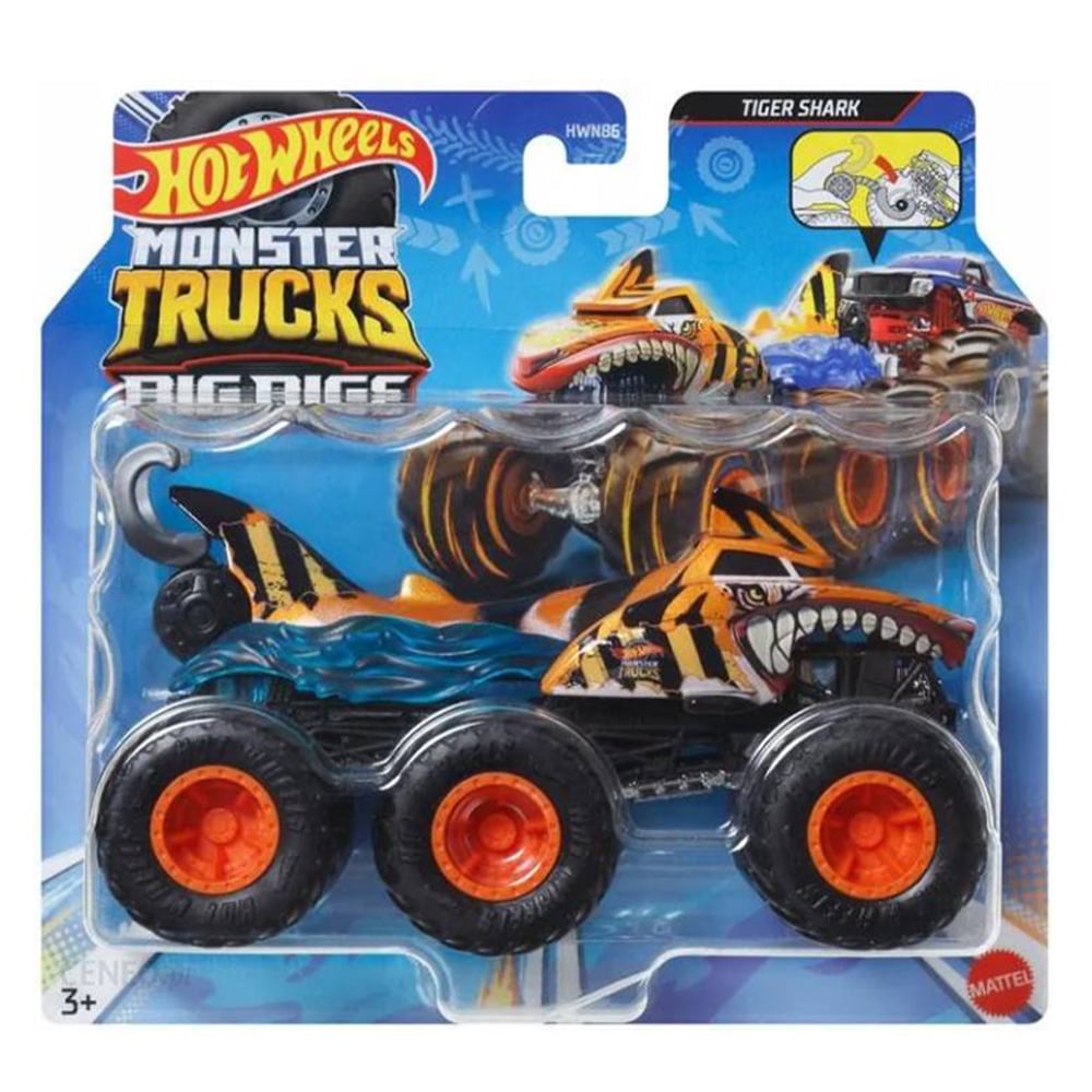 Masinuta Hot Wheels Monster Truck, Big Rigs, Tiger Shark, 1:64, HWN88