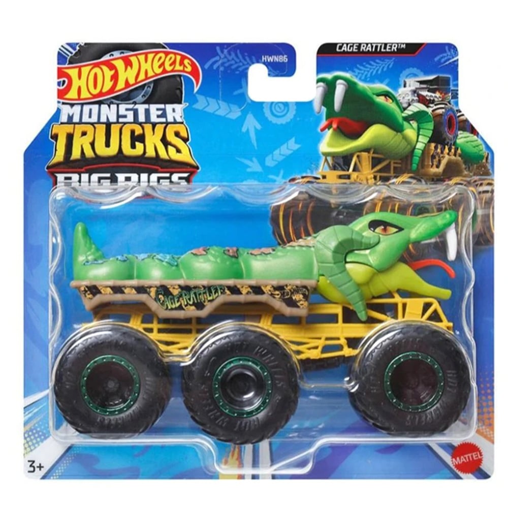 Masinuta Hot Wheels Monster Truck, Big Rigs, Cage Rattler, 1:64, HWN92