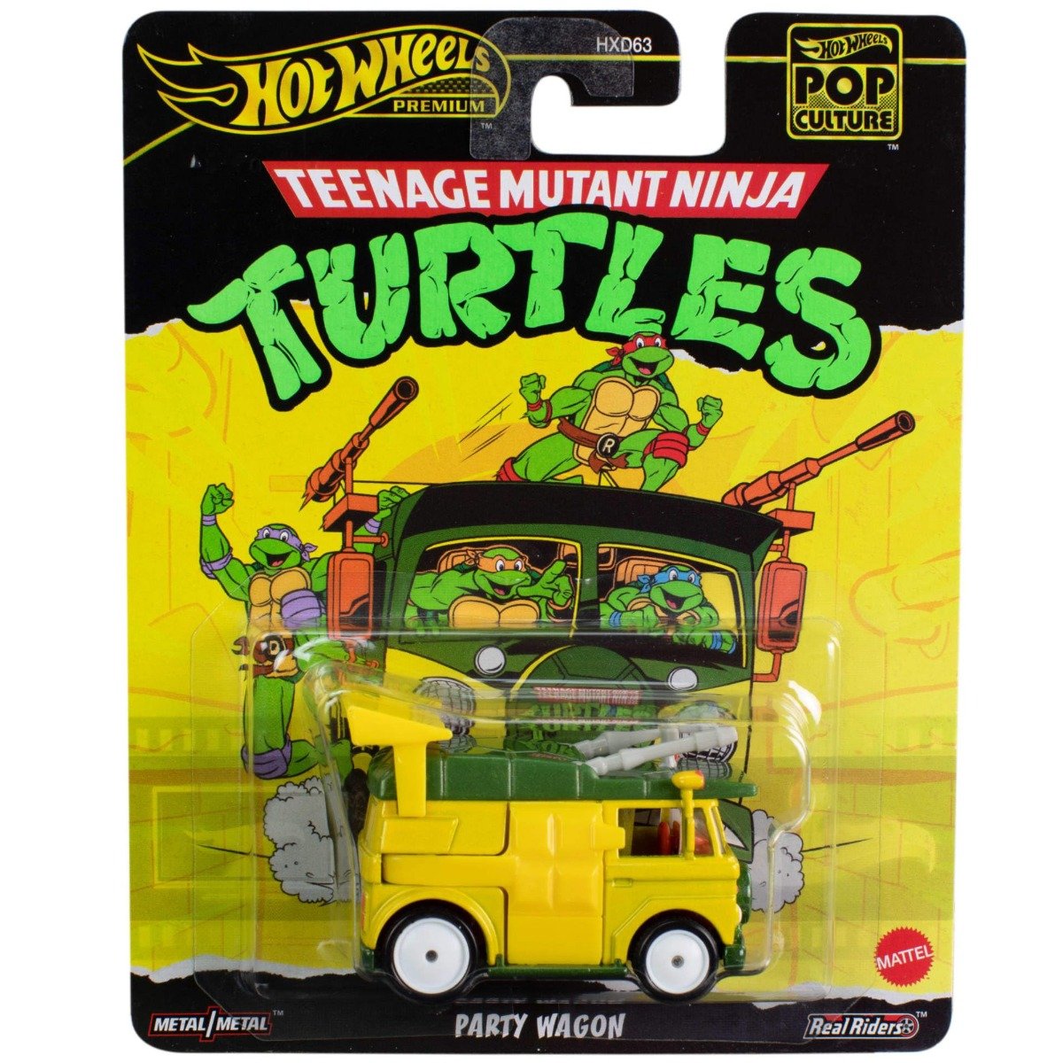 Masina metalica Hot Wheels, Pop Culture, Teenage Mutant Ninja Turtle, Party Wagon, 1:64, HXF04