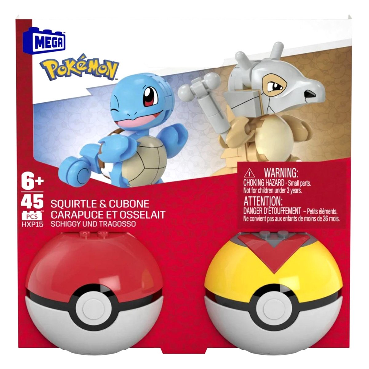 Set de constructie, Mega Pokemon, Squirtle si Cubonesi Pokeball, HXP15