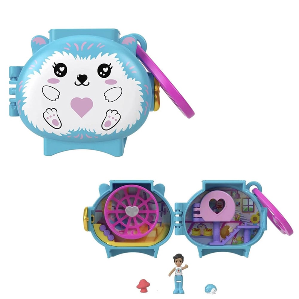 Mini gentuta in forma de animalut cu accesorii, Polly Pocket, Hedgehog, HXX23