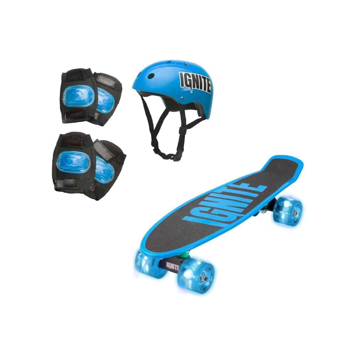 Skateboard si echipament de protectie Ignite, Albastru albastru imagine 2022 protejamcopilaria.ro