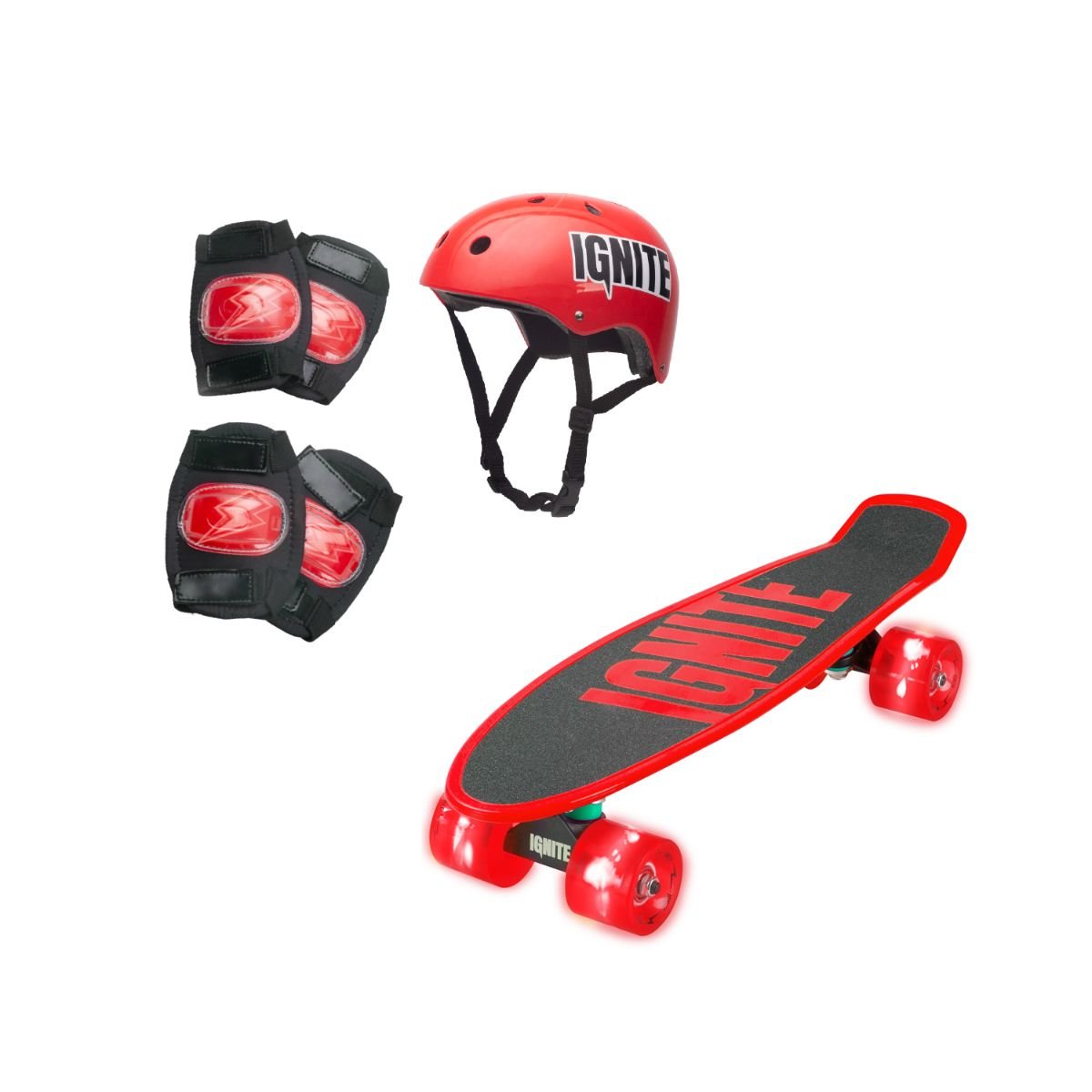 Skateboard si echipament de protectie Ignite, Rosu Ignite