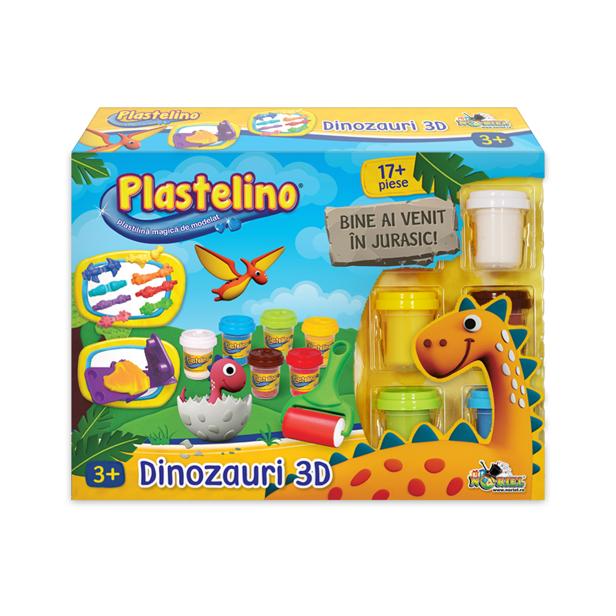 Set de modelare plastelino, dinozauri 3d