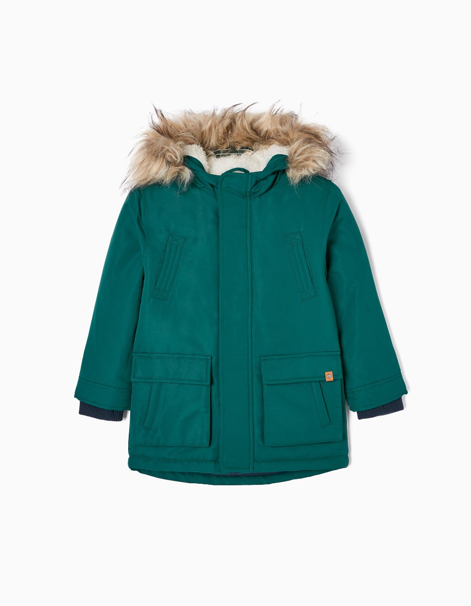 Jacheta parka cu gluga, pentru copii, Zippy, Verde