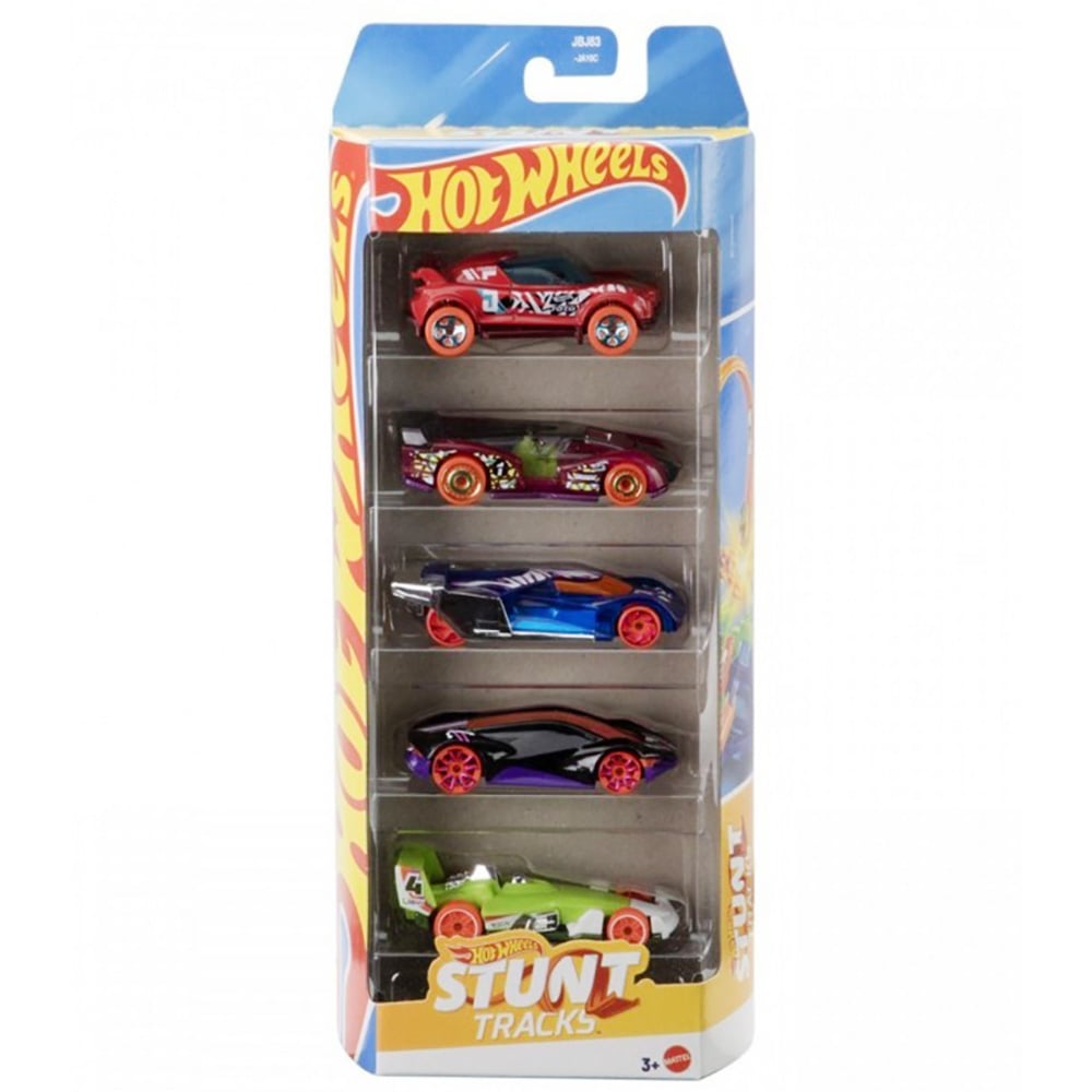Set 5 masinute Hot Wheels, Stunt Tracks, JBJ83