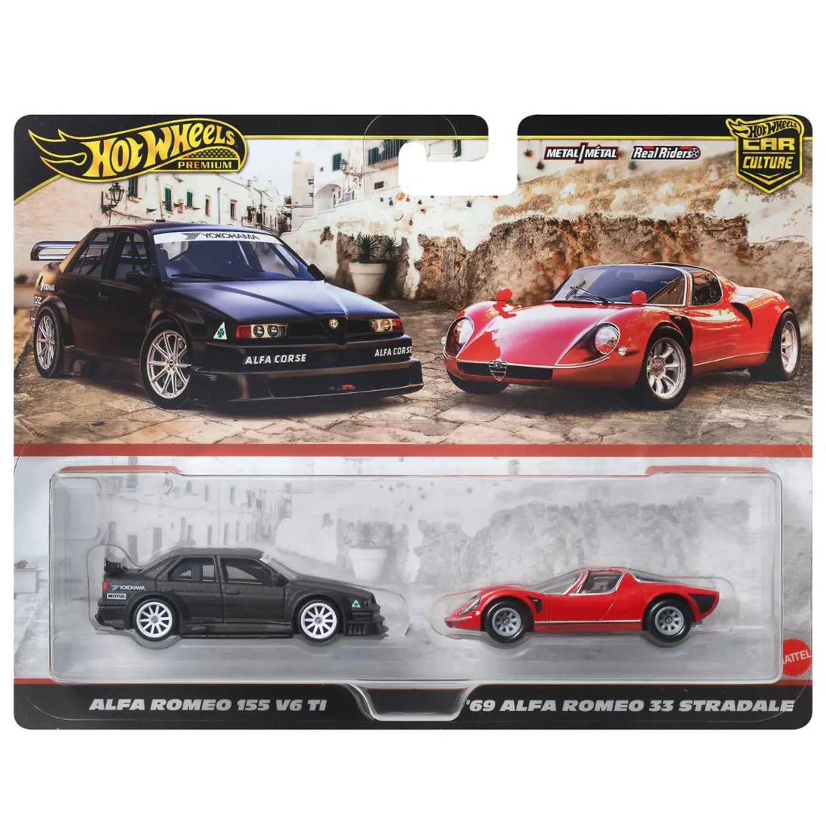 Set 2 masini metalice, Hot Wheels, Alfa Romeo 155 V6 Ti & Alfa Romeo 33 Stradale, JBK95