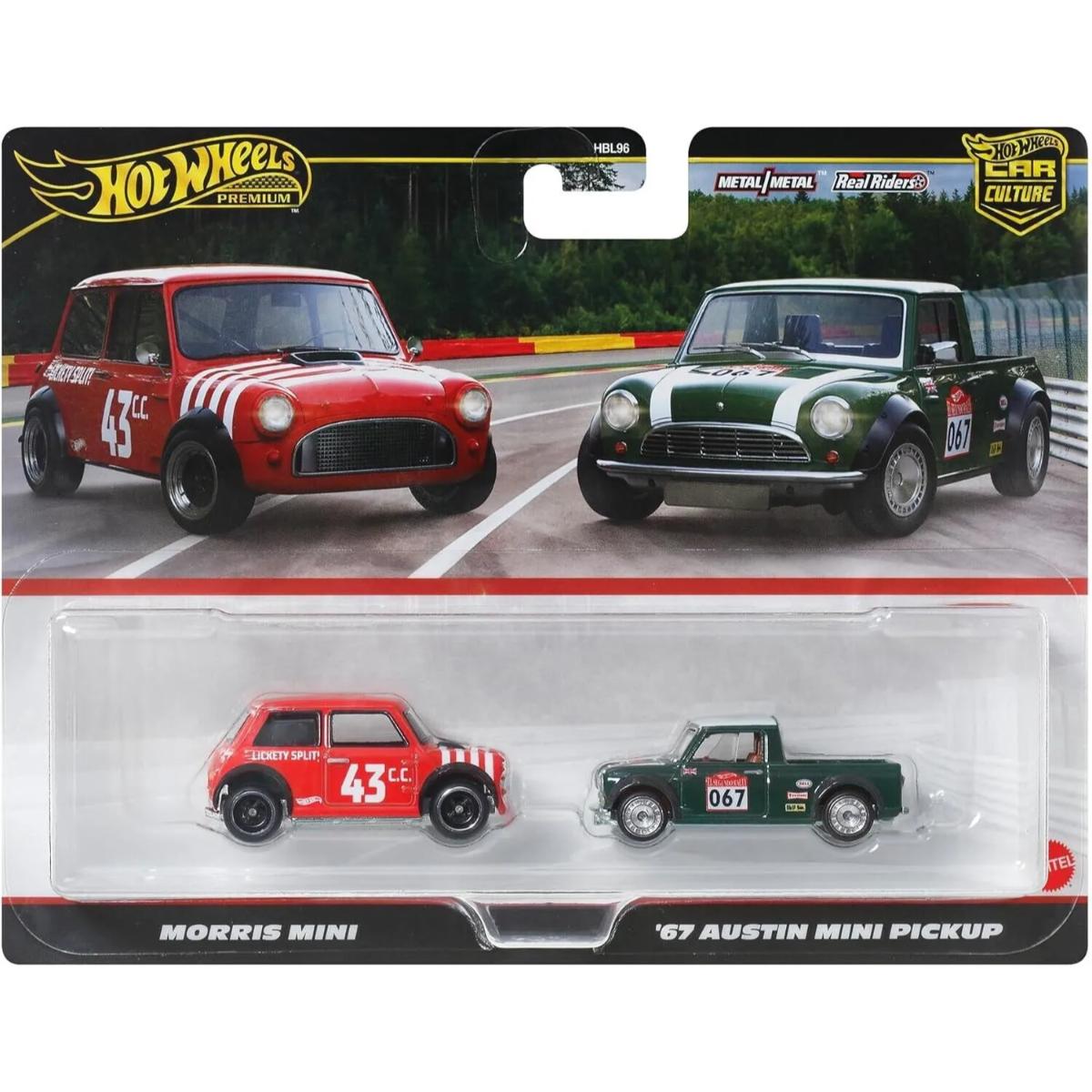 Set 2 masini metalice, Hot Wheels, Morris Mini si Austin Mini Pickup, JBK97