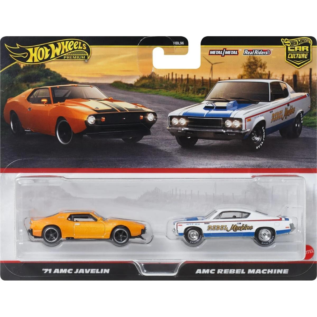 Set 2 masini metalice, Hot Wheels,  AMC Javelin si AMC Rebel Machine 979Q, JBL06