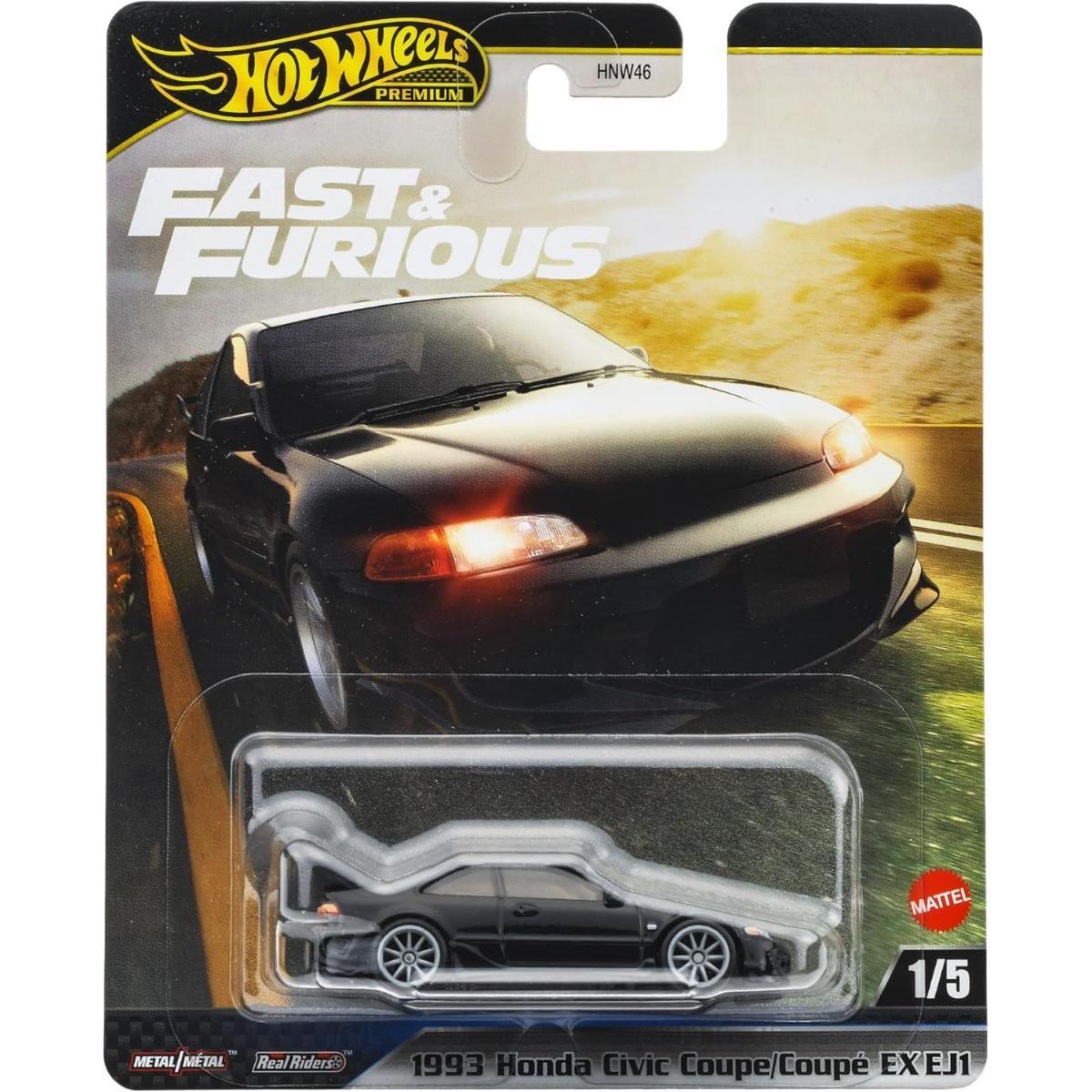 Masinuta Fast and Furious, Hot Wheels, 1993 Honda Civic Coupe EX EJ1, JBL90