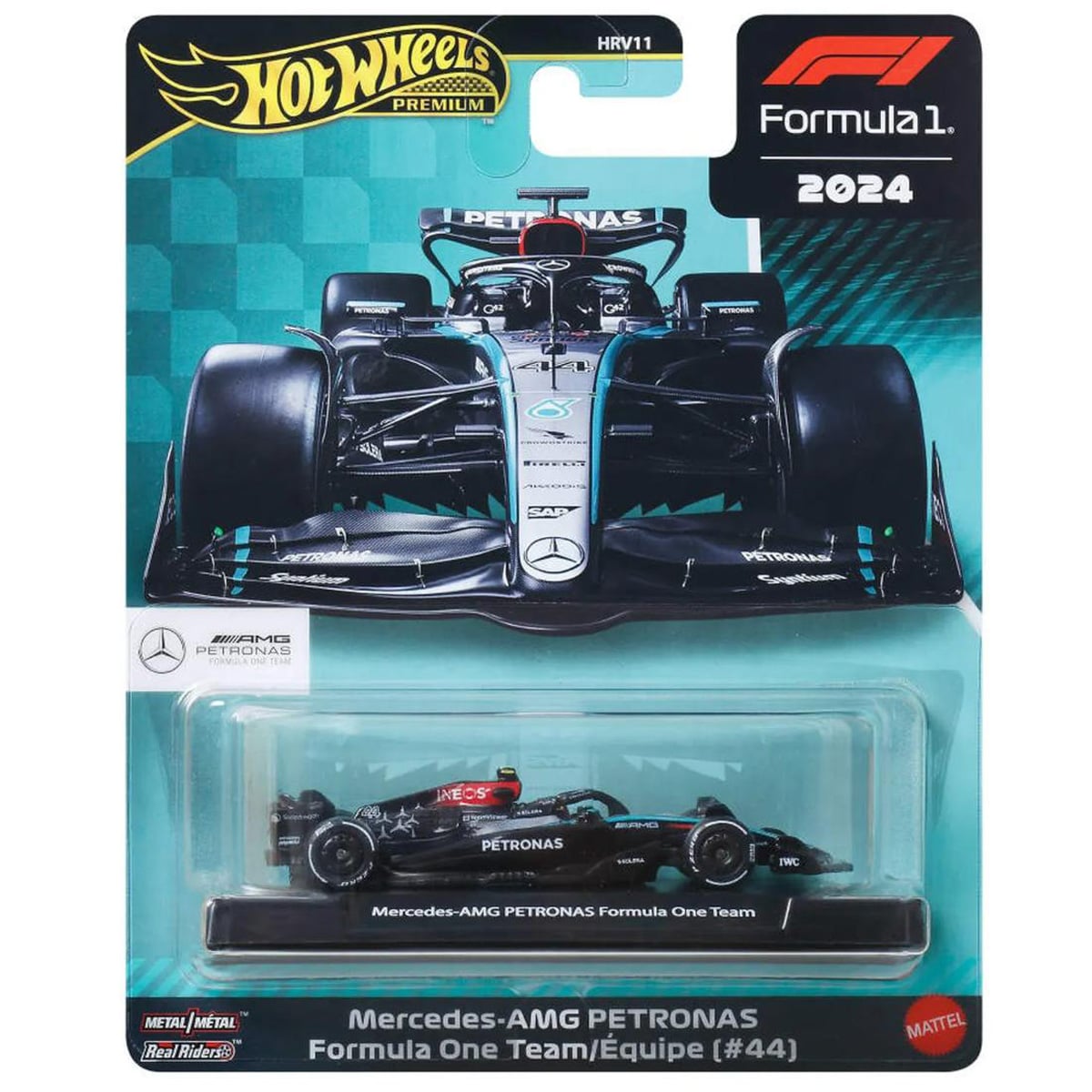Masinuta metalica de curse, Hot Wheels, Formula 1, Mercedes-AMG Petronas (#44), JBM16