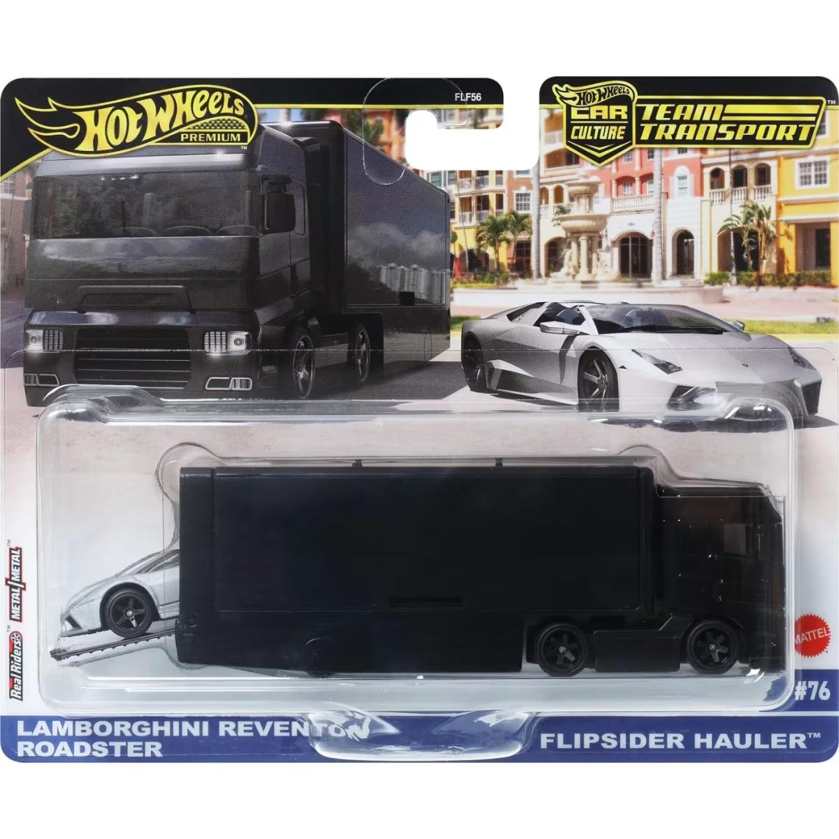 Transportator cu masinuta Hot Wheels, Flipside Hauler si Lamborghini Reventon Roadster, JBM31