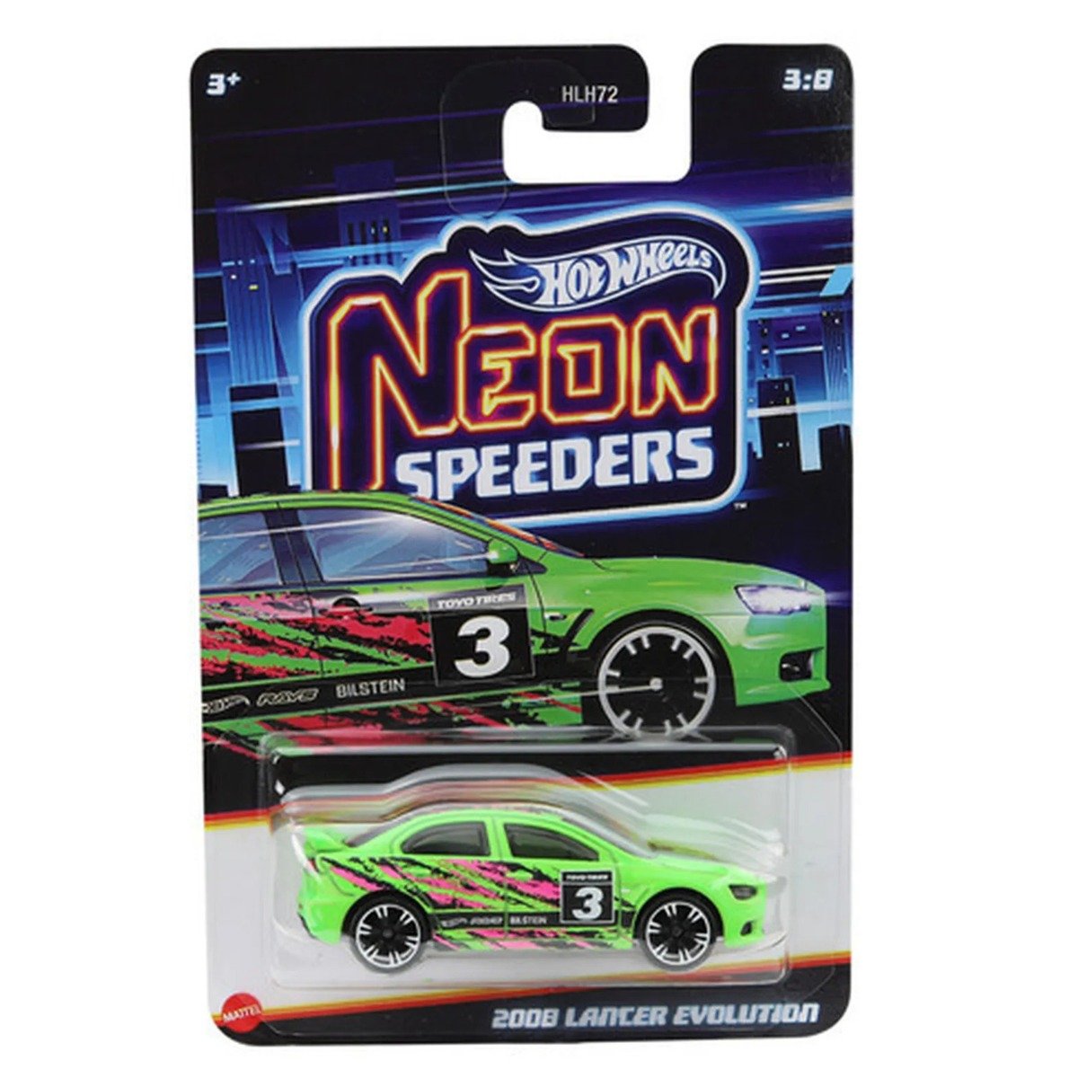 Masinuta metalica, Hot Wheels, Neon Speeders, 2008 Mitsubishi Lancer Evolution, JCB02