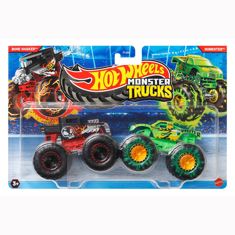 Set 2 masini Monster Truck, Hot Wheels, Bone Shaker Vs Gunkster, JCC75