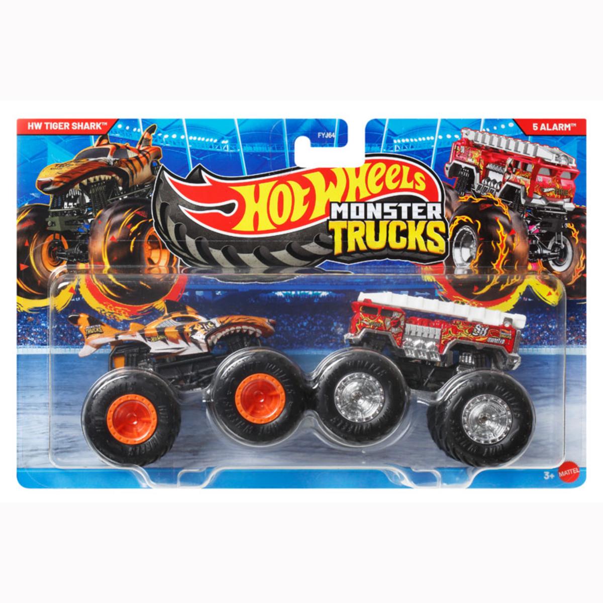 Set 2 masinute Monster Truck, Hot Wheels, Demolition Doubles, HW Tiger Shark Vs HW 5 Alarm, JCC76