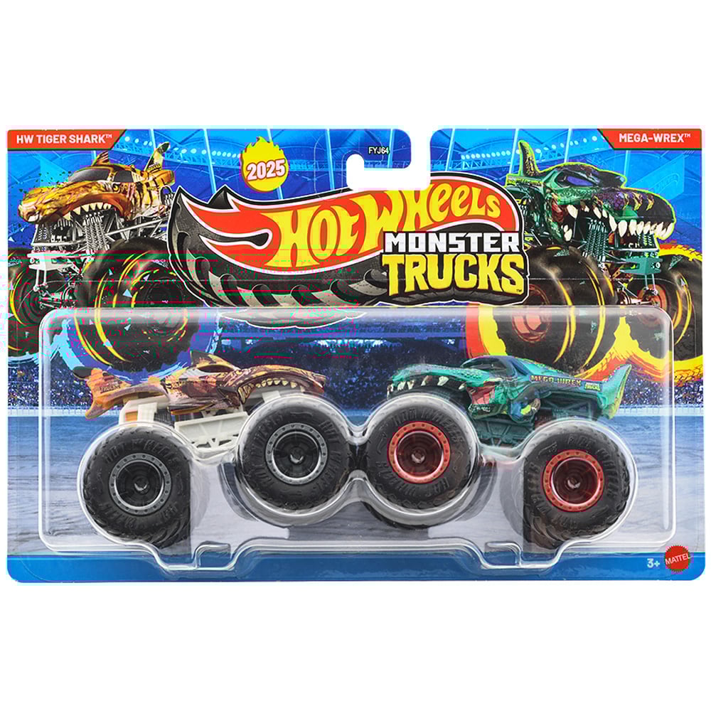 Set 2 masinute Monster Truck, Hot Wheels, Tiger Shark Vs Mega Wrex, JCC82