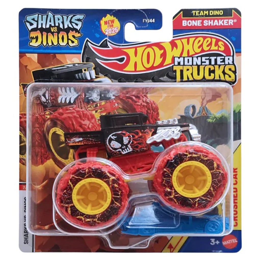 Masinuta Hot Wheels, Monster Truck, Shark vs Dinos, Bone Shaker, JCD91