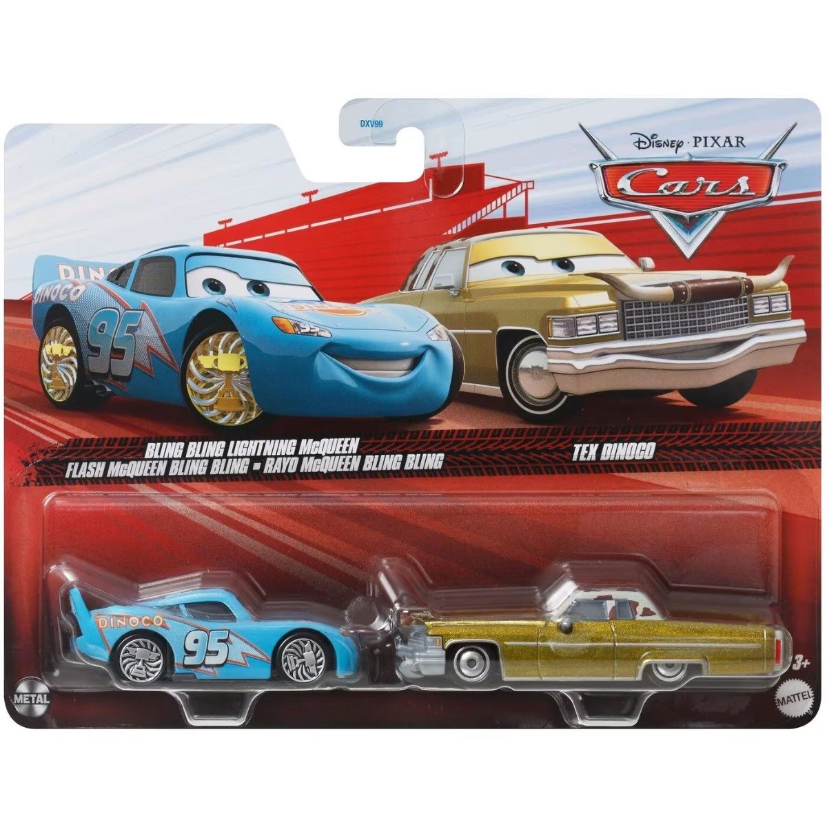 Set masinute Disney Cars 3, Bling Bling Lightning Mcqueen si Tex Dinoco, JDH42