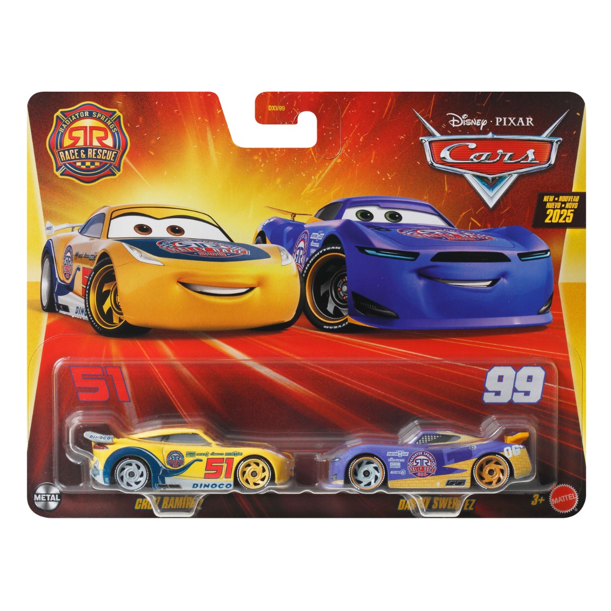 Set 2 masinute din metal, Disney Cars, Cruz Ramirez si Danny Swervez, JDH48
