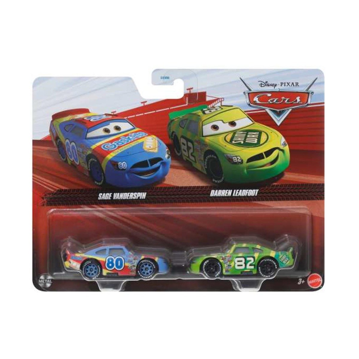 Set 2 masinute din metal, Disney Cars, Sage Vanderspin si Darren Leadfoot, JDH52