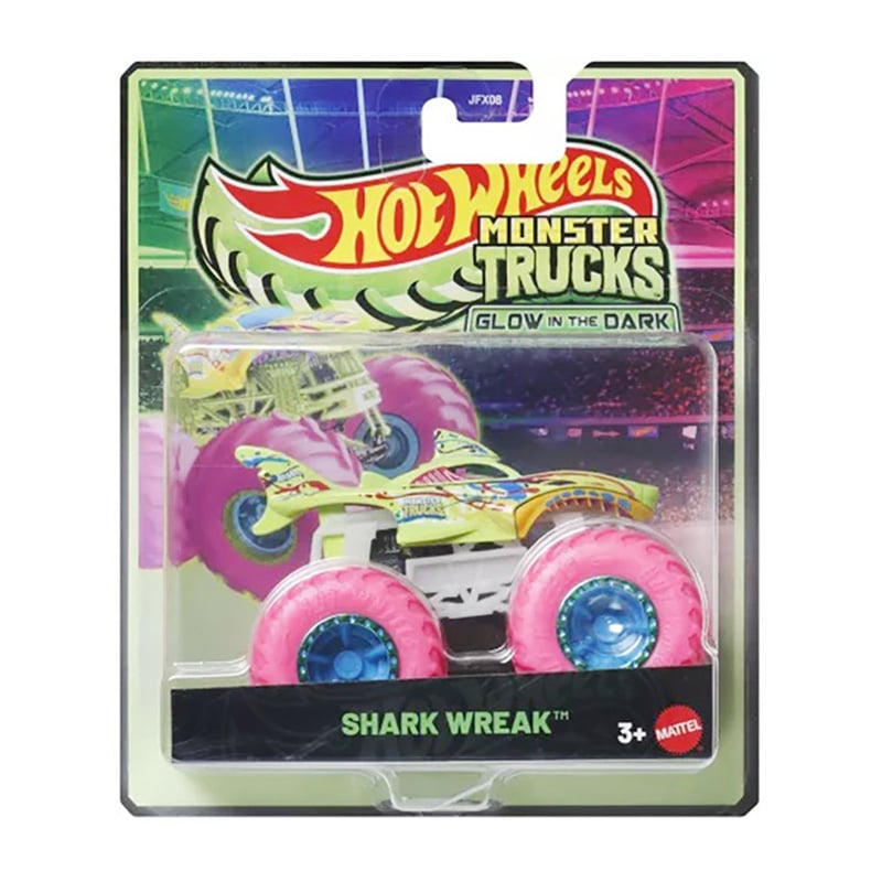 Masina Hot Wheels, Monster Truck, Glow In The Dark, Shark Wreak, JFX14