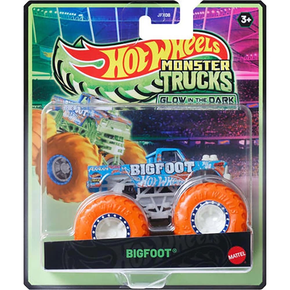 Masina Hot Wheels, Monster Truck, Glow In The Dark, BigFoot, JFX15
