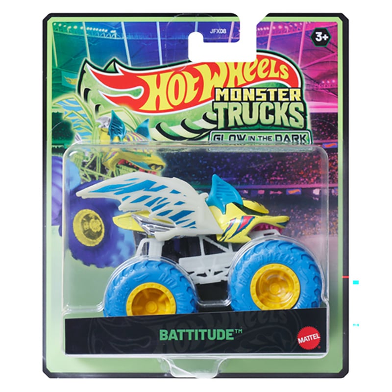 Masina Hot Wheels, Monster Truck, Glow In The Dark, Battitude, JFX16