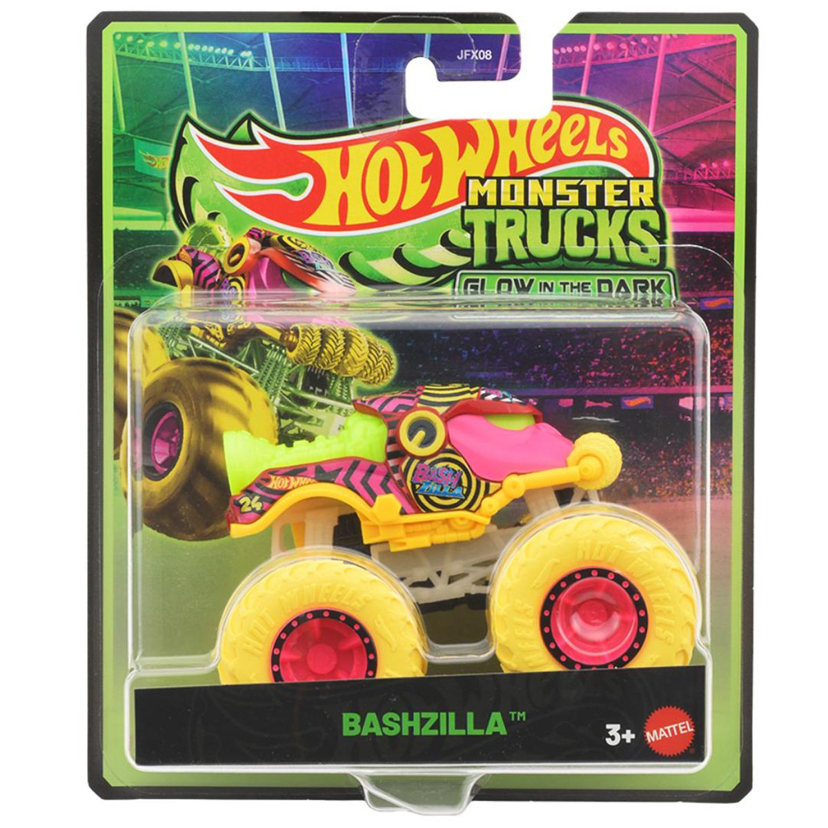 Masina Hot Wheels, Monster Truck, Glow In The Dark, Bashzilla, JFX23