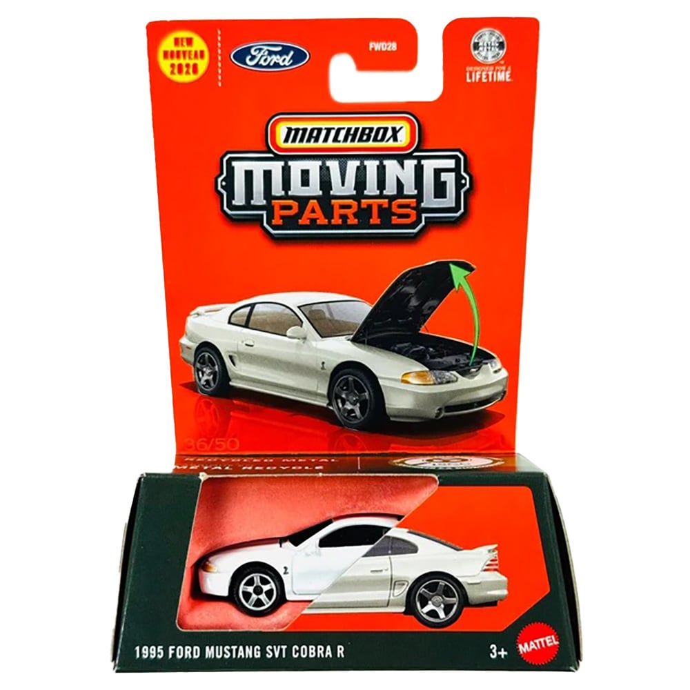 Masinuta Matchbox, Moving Parts, 1995 Ford Mustang SVT Cobra R, JHV30