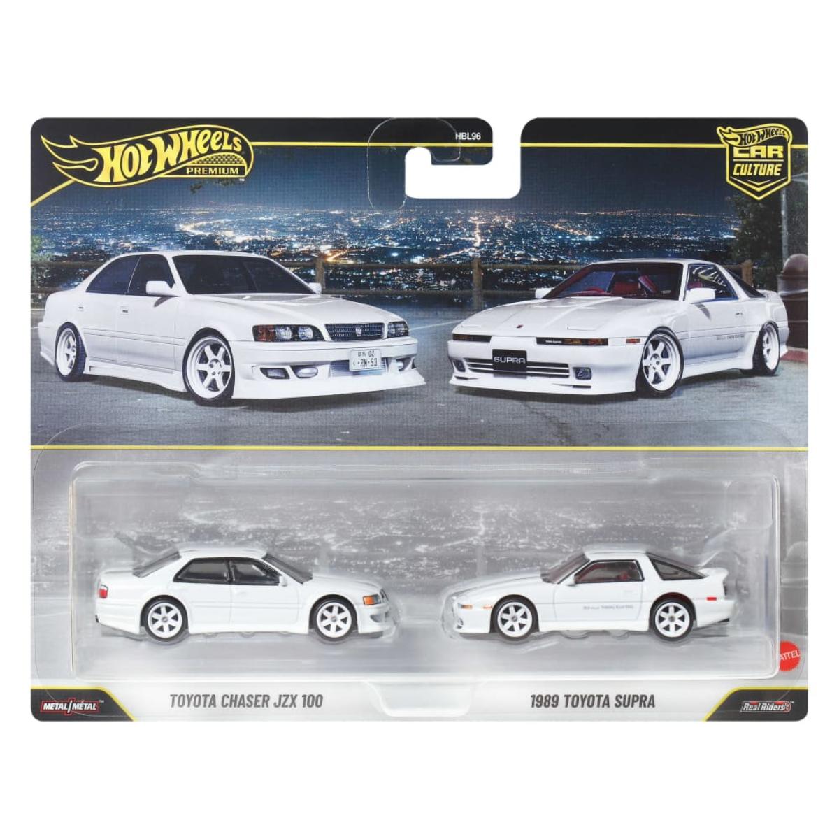 Set 2 masini metalice, Hot Wheels, Car Culture, Toyota Chaser JZX 100 si 1989 Toyota Supra, JHW57