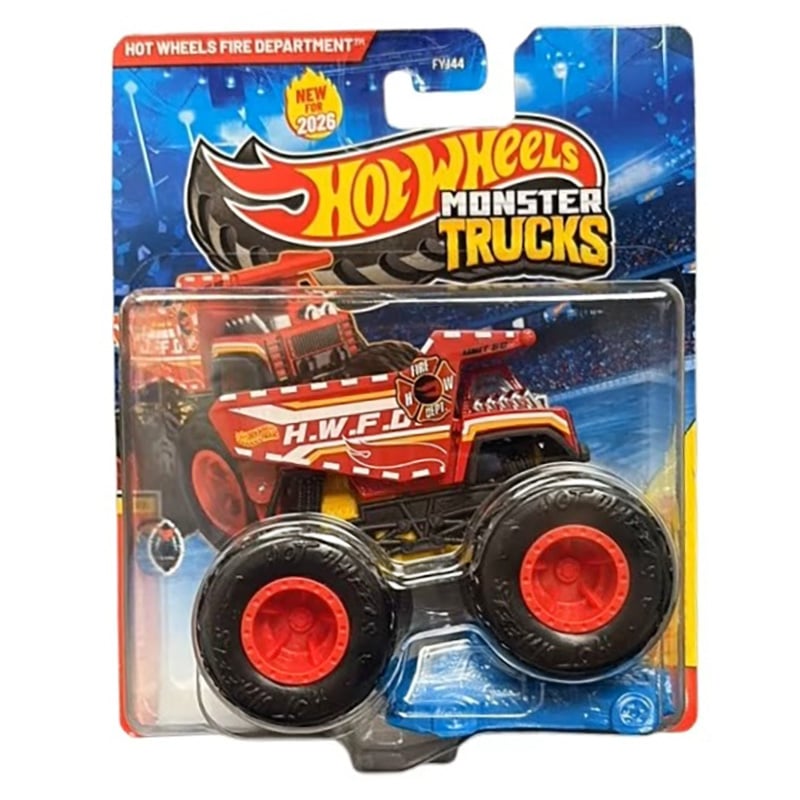 Masinuta Hot Wheels, Monster Truck, Champion Crashers, Fire Department, JHY62