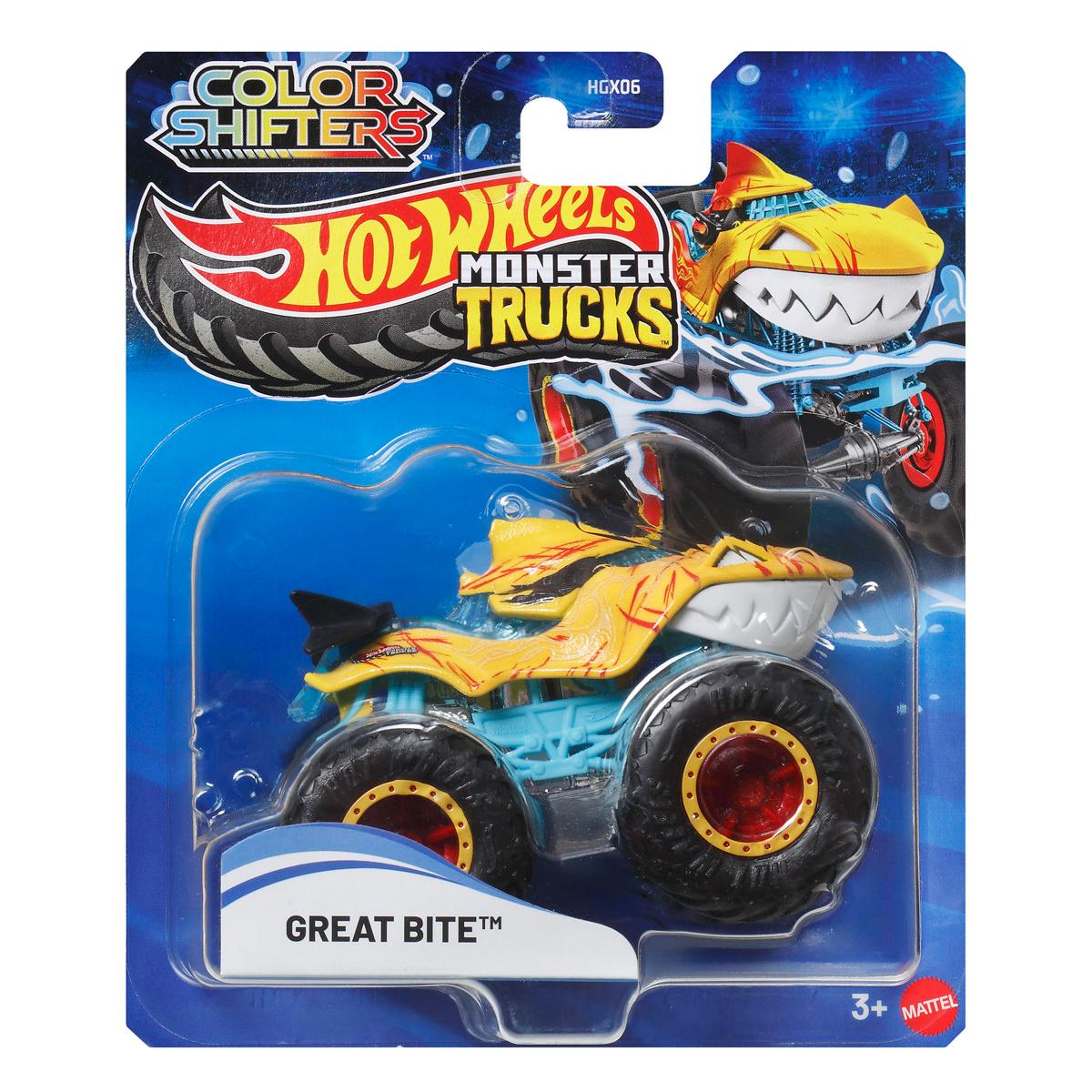 Masina de teren, Hot Wheels, Monster Trucks, Colour Shifters, Great Bite, JHY95